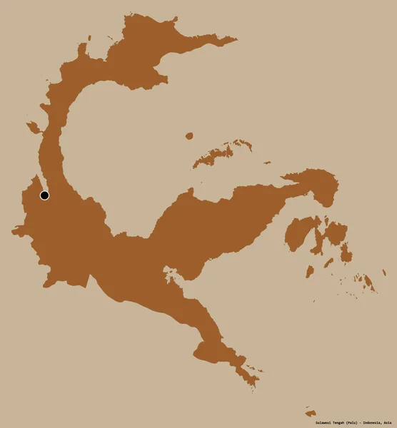 Форма Сулавеси Тенга Провинция Индонезия Столицей Изолированной Прочном Цветном Фоне — стоковое фото