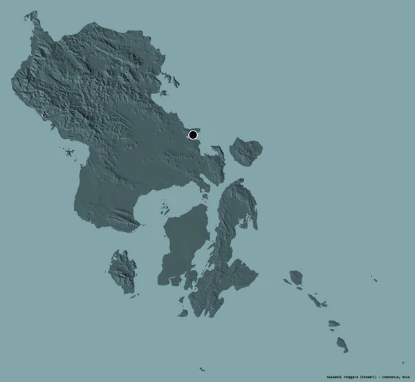 Form Von Sulawesi Tenggara Provinz Indonesien Mit Seiner Hauptstadt Isoliert — Stockfoto