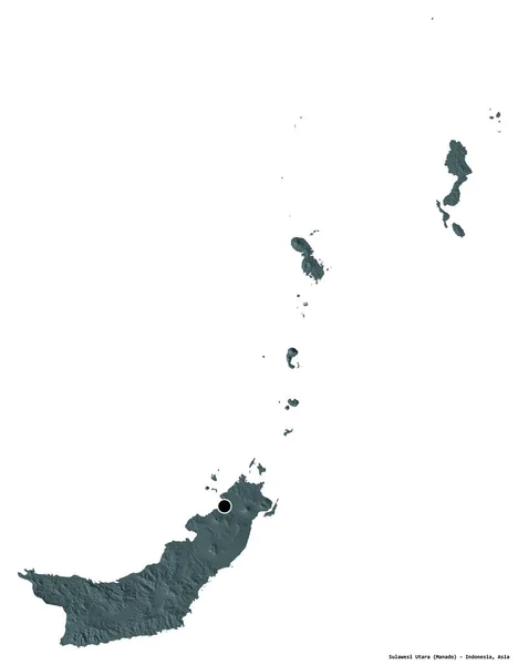 Forma Sulawesi Utara Província Indonésia Com Sua Capital Isolada Fundo — Fotografia de Stock