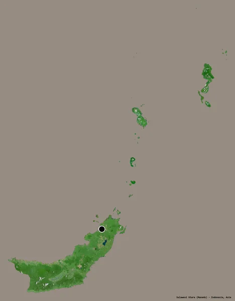 Form Sulawesi Utara Provinsen Indonesien Med Sin Huvudstad Isolerad Solid — Stockfoto