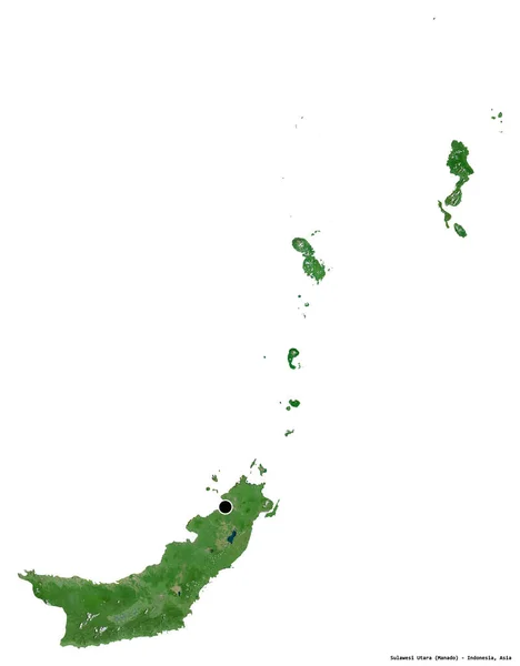 Endonezya Nın Sulawesi Utara Eyaleti Başkenti Beyaz Arka Planda Izole — Stok fotoğraf