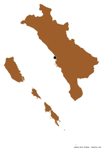 Форма Суматера Барат Провинция Индонезия Столицей Изолированной Белом Фоне Состав — стоковое фото