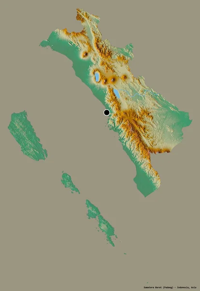 Форма Суматера Барат Провинция Индонезия Столицей Изолированной Прочном Цветном Фоне — стоковое фото