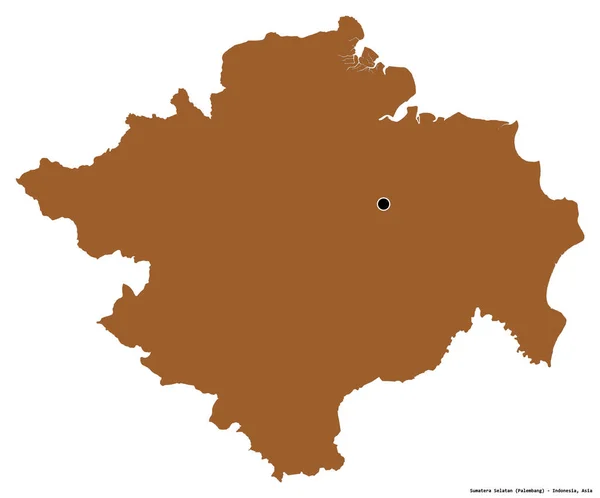Forme Sumatera Selatan Province Indonésie Avec Capitale Isolée Sur Fond — Photo