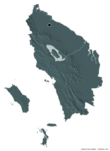 Forma Sumatera Utara Provincia Indonesia Con Capital Aislada Sobre Fondo —  Fotos de Stock