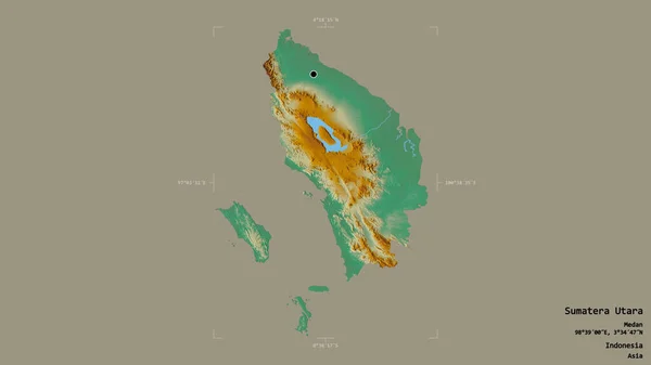 Obszar Sumatera Utara Prowincja Indonezji Odizolowany Solidnym Tle Georeferencyjnym Polu — Zdjęcie stockowe