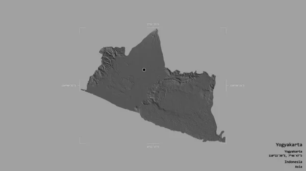 日惹地区 印度尼西亚的一个特殊地区 在一个地理参照框的坚实背景上被隔离 Bilevel高程图 3D渲染 — 图库照片