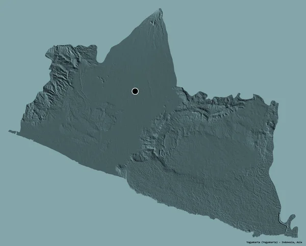 Alakja Yogyakarta Különleges Régió Indonézia Főváros Elszigetelt Szilárd Színű Háttér — Stock Fotó