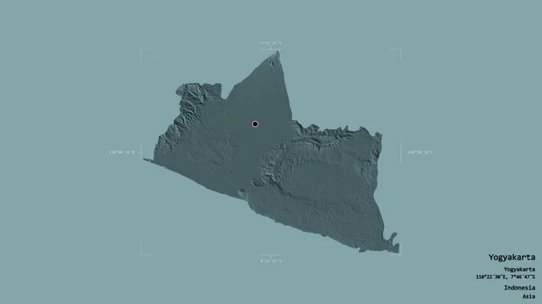 Area Yogyakarta Special Region Indonesia Isolated Solid Background Georeferenced Bounding — Stock Photo, Image
