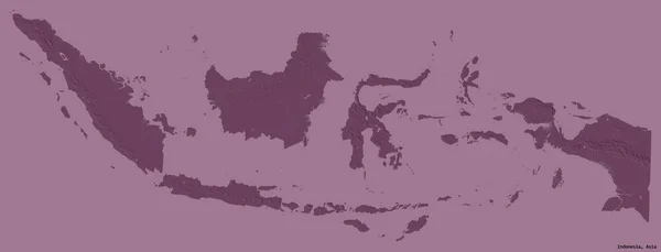 Alakja Indonézia Tőke Elszigetelt Szilárd Színű Háttér Színes Magassági Térkép — Stock Fotó