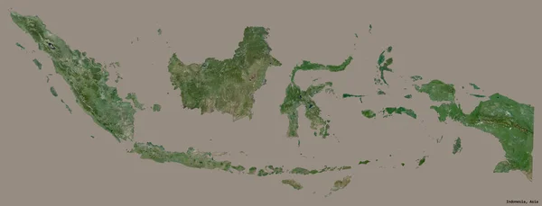 Shape Indonesia Its Capital Isolated Solid Color Background Satellite Imagery — Stock Photo, Image