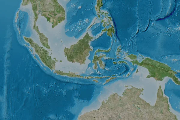 Extended Area Indonesia Satellite Imagery Rendering — Stock Photo, Image