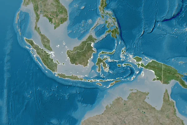Расширенная Область Очерченной Индонезии Спутниковые Снимки Рендеринг — стоковое фото