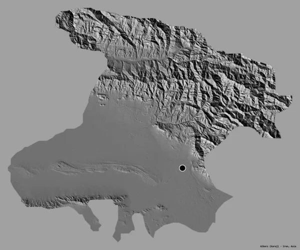 Form Alborz Provinsen Iran Med Sin Huvudstad Isolerad Solid Färg — Stockfoto