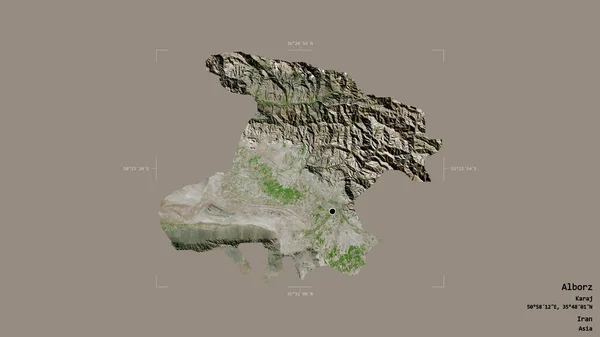 伊朗阿尔伯尔兹省阿尔伯尔兹市的一个地区 在一个地理参照框的坚实背景下被隔离 卫星图像 3D渲染 — 图库照片