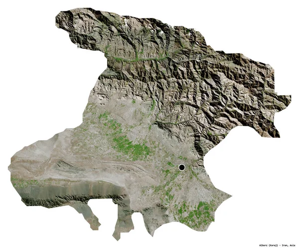 Tvar Alborzu Provincie Írán Hlavním Městem Izolovaným Bílém Pozadí Satelitní — Stock fotografie