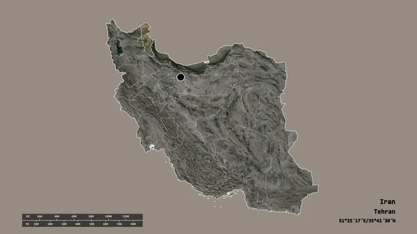 主要な地域部門と分離されたArdebil地域とイランの荒廃した形 ラベル 衛星画像 3Dレンダリング — ストック写真