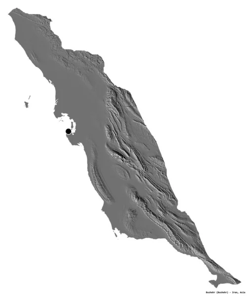 Shape Bushehr Provinz Des Iran Mit Seiner Hauptstadt Isoliert Auf — Stockfoto