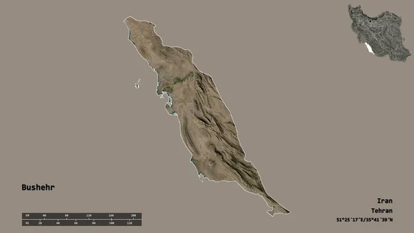 Forma Bushehr Provincia Irán Con Capital Aislada Sobre Fondo Sólido — Foto de Stock