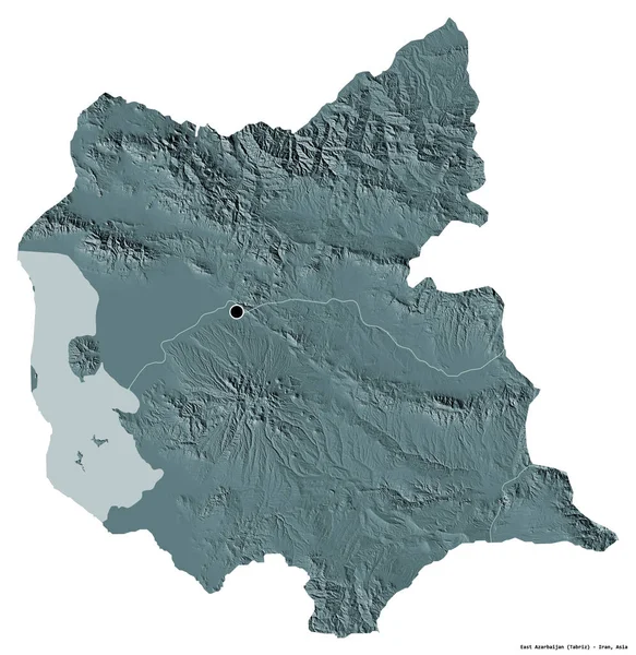 Form Östra Azarbaijan Provinsen Iran Med Huvudstaden Isolerad Vit Bakgrund — Stockfoto