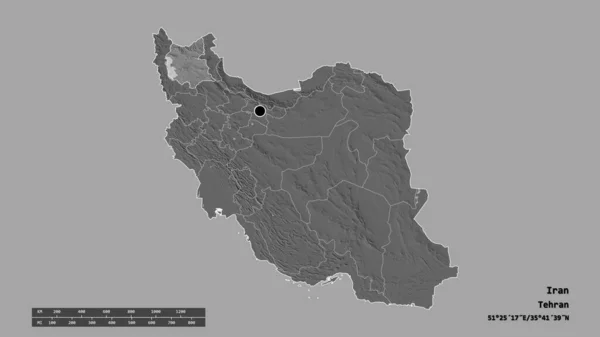 Κατεστραμμένο Σχήμα Του Ιράν Πρωτεύουσα Κύρια Περιφερειακή Διαίρεση Και Την — Φωτογραφία Αρχείου