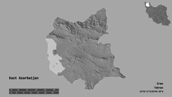 Kształt Wschodniej Azarbaijan Prowincja Iranu Stolicą Odizolowaną Solidnym Tle Skala — Zdjęcie stockowe