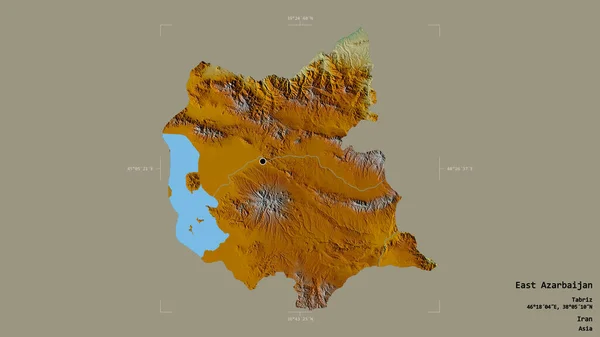 伊朗东部阿扎尔班的一个地区 在一个地理参考方块中被隔离在坚实的背景下 地形浮雕图 3D渲染 — 图库照片