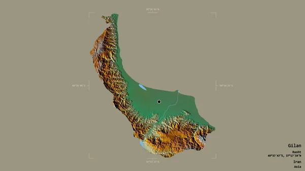 Oblast Gilan Provincie Írán Izolovaná Pevném Pozadí Georeferenční Hraniční Oblasti — Stock fotografie