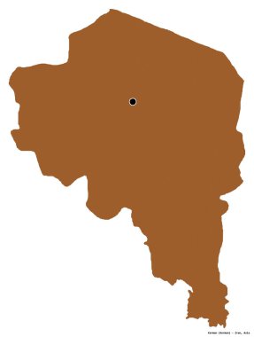 Kerman 'ın şekli, İran eyaleti, başkenti beyaz arka planda izole edilmiş. Desenli dokuların bileşimi. 3B görüntüleme