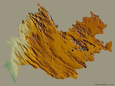 İran 'ın Kermanşah eyaleti, başkenti katı renk arka planına izole edilmiş. Topografik yardım haritası. 3B görüntüleme