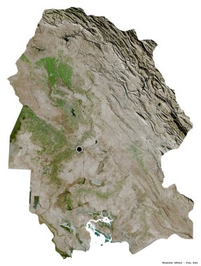 İran 'ın başkenti Khuzestan' ın beyaz arka planda izole edilmiş hali. Uydu görüntüleri. 3B görüntüleme