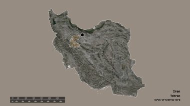 Başkenti, ana bölgesel bölümü ve ayrılmış Markazi bölgesi ile İran 'ın dejenere edilmiş şekli. Etiketler. Uydu görüntüleri. 3B görüntüleme
