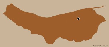 İran 'ın Mazandaran eyaleti, başkenti katı renk arkaplanı ile izole edilmiştir. Desenli dokuların bileşimi. 3B görüntüleme