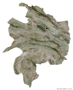 İran 'ın başkenti Razavi Horasan' ın beyaz arka planda izole edilmiş hali. Uydu görüntüleri. 3B görüntüleme