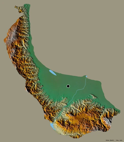 Form Gilan Provinsen Iran Med Sin Huvudstad Isolerad Solid Färg — Stockfoto