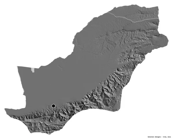 Forma Golestan Provincia Irán Con Capital Aislada Sobre Fondo Blanco — Foto de Stock