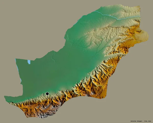 Form Golestan Provinsen Iran Med Sin Huvudstad Isolerad Solid Färg — Stockfoto