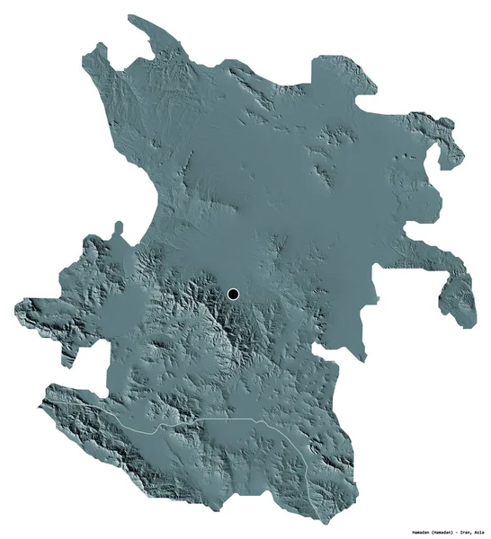 Forma Hamadán Provincia Irán Con Capital Aislada Sobre Fondo Blanco — Foto de Stock