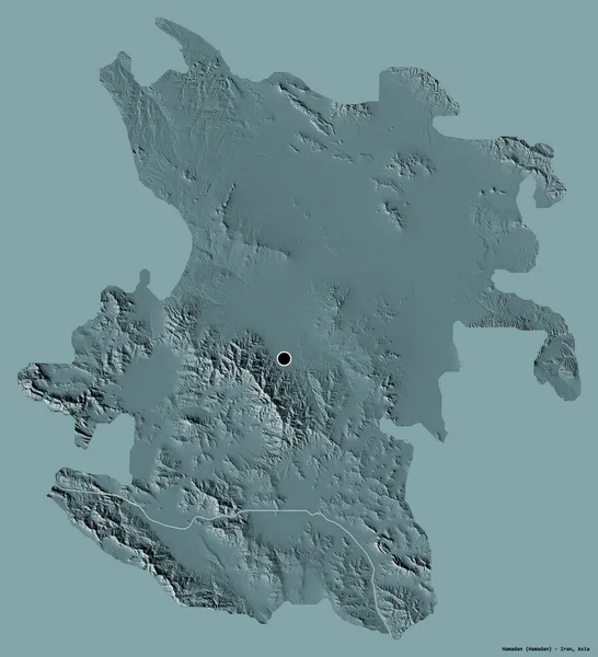 Forma Hamadán Provincia Irán Con Capital Aislada Sobre Fondo Color — Foto de Stock
