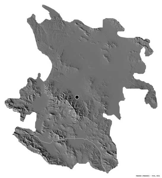 Forma Hamadán Provincia Irán Con Capital Aislada Sobre Fondo Blanco — Foto de Stock