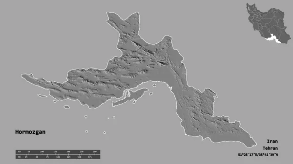 Shape Hormozgan Province Iran Its Capital Isolated Solid Background Distance — Stock Photo, Image