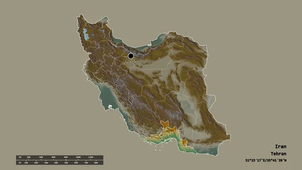 Die Ungesättigte Form Des Iran Mit Seiner Hauptstadt Der Wichtigsten — Stockfoto