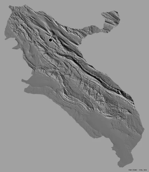 伊朗伊兰的形状 其首都用纯色背景隔开 Bilevel高程图 3D渲染 — 图库照片