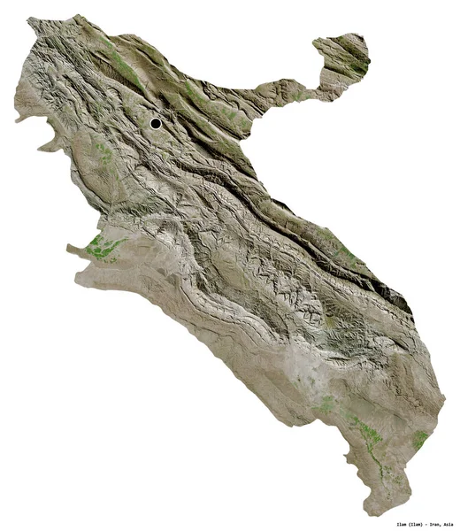 伊朗伊兰的形状 其首都被白色背景隔离 卫星图像 3D渲染 — 图库照片