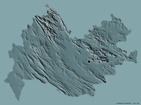 伊朗克尔曼沙的形状 其首都以纯色背景隔离 彩色高程图 3D渲染 — 图库照片