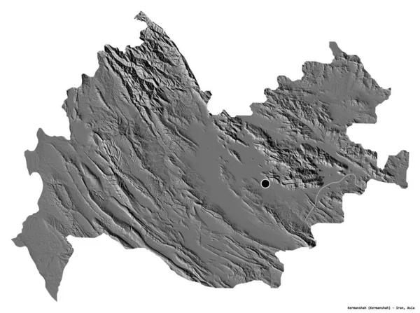 Forma Kermanshah Provincia Irán Con Capital Aislada Sobre Fondo Blanco — Foto de Stock