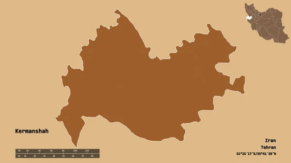 Forma Kermanshah Provincia Irán Con Capital Aislada Sobre Fondo Sólido —  Fotos de Stock