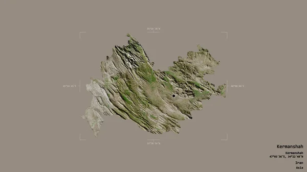 イランの州Kermanshahの地域は 洗練された境界ボックスにしっかりとした背景に隔離されています ラベル 衛星画像 3Dレンダリング — ストック写真