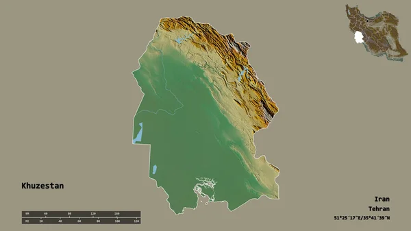 Форма Хузестана Провинции Иран Столицей Изолированной Прочном Фоне Дистанционный Масштаб — стоковое фото