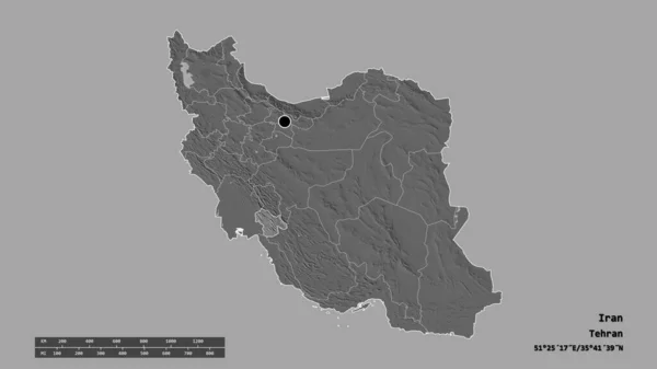 Afgebroken Vorm Van Iran Met Haar Hoofdstad Belangrijkste Regionale Divisie — Stockfoto